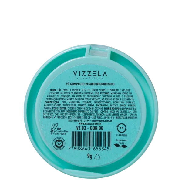 Pó Compacto Vegano Vizzela Cor 06 - 9g - Imagem 4