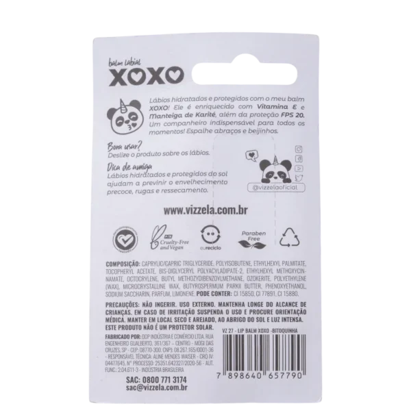 Hidratante Labial Vizzela Bitoquinha Balm Xoxo FPS 20 - 4g - Imagem 4