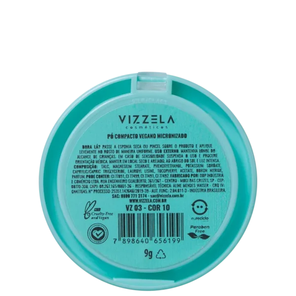 Pó Compacto Vegano Vizzela Cor 10 - 9g - Imagem 4