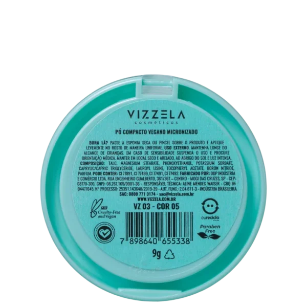 Pó Compacto Vegano Vizzela Cor 05 - 9g - Imagem 4