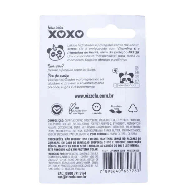 Hidratante Labial Vizzela Apaixonado Balm Xoxo FPS 20 - 4g - Imagem 4