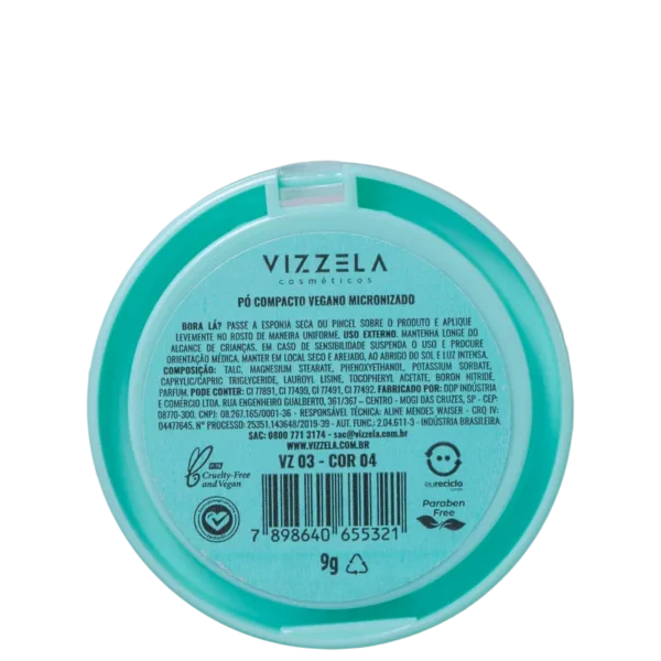 Pó Compacto Vegano Vizzela Cor 04 - 9g - Imagem 4