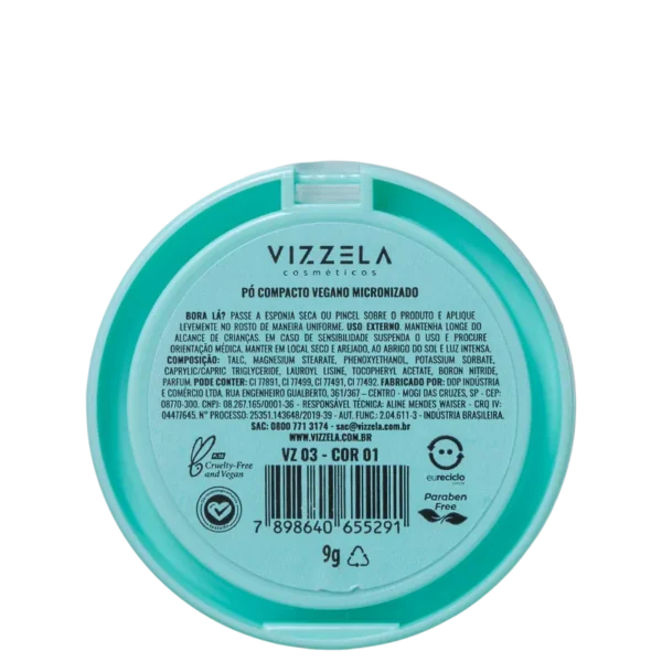 Pó Compacto Vegano Vizzela Cor 01 - 9g - Imagem 4