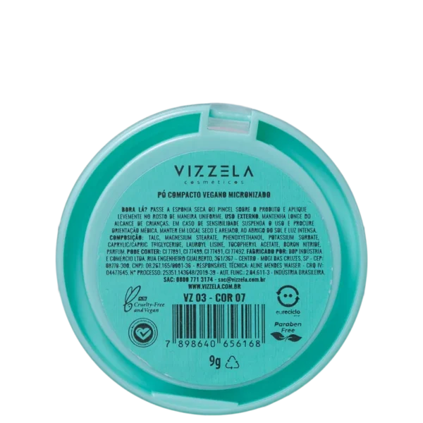 Pó Compacto Vegano Vizzela Cor 07 - 9g - Imagem 4