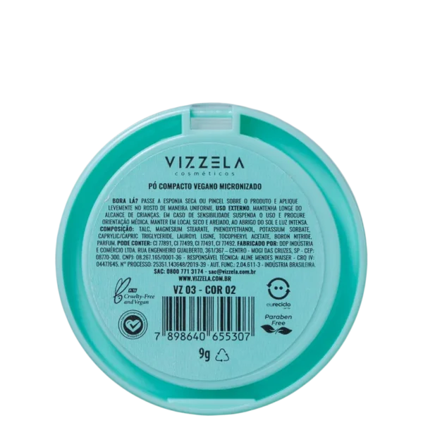 Pó Compacto Vegano Vizzela Cor 02 - 9g - Imagem 4