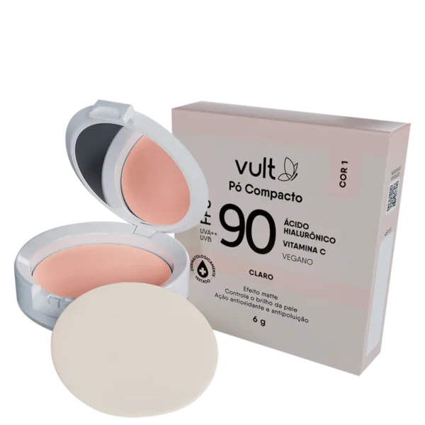Pó Compacto Facial Claro Cor 1 FPS 90 Vult - 6g - Imagem 2