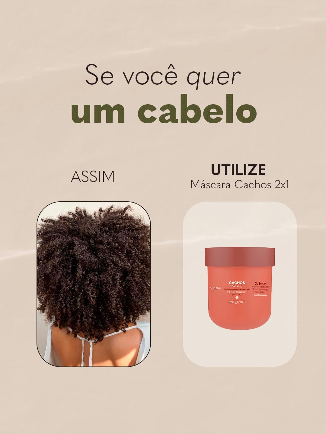 Máscara Capilar Arvensis Cachos Naturais Crespos e Crespíssimos 2x1 - 450g - Imagem 2