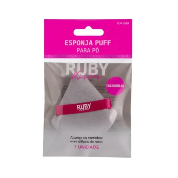 Esponja Puff Para Pó Ruby Kisses Triangular Cinza e Rosa - Imagem 3