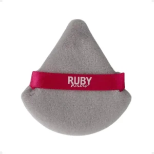 Esponja Puff Para Pó Ruby Kisses Triangular Cinza e Rosa