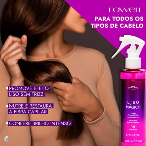 Lowell Liso Mágico Fluido Termoativado - 200ml - Imagem 3