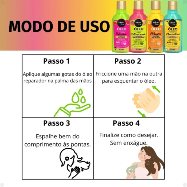 SALON LINE MULTY ÓLEO MORANGO - 50ML - Imagem 4