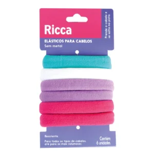 Elástico para Cabelo Ricca sem Metal - 6und