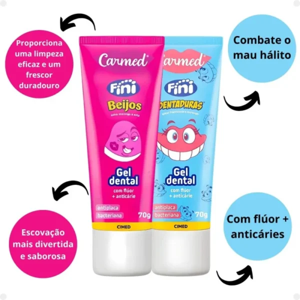 Kit Gel Dental Carmed Fini Beijos + Dentaduras - 70g - Imagem 2