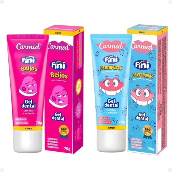 Kit Gel Dental Carmed Fini Beijos + Dentaduras - 70g