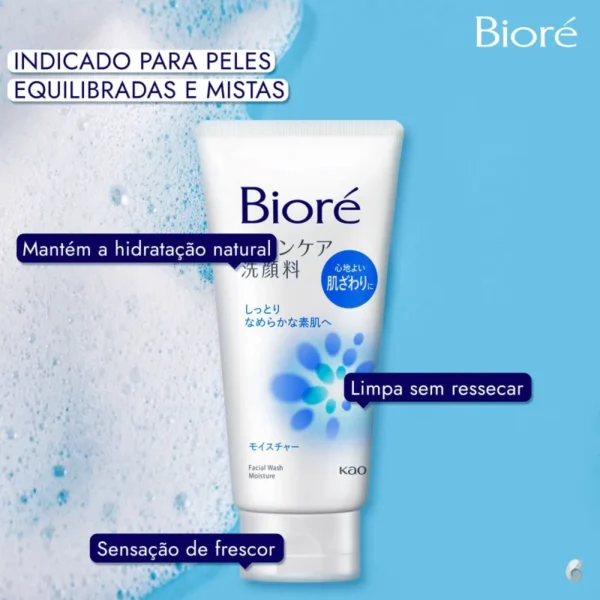 Sabonete Facial Wash Moisture Bioré - 130g - Imagem 2