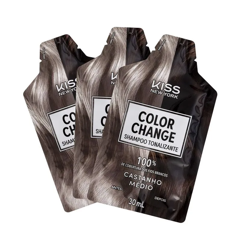 Shampoo Tonalizante Color Change Kiss New York Castanho Médio - Imagem 5