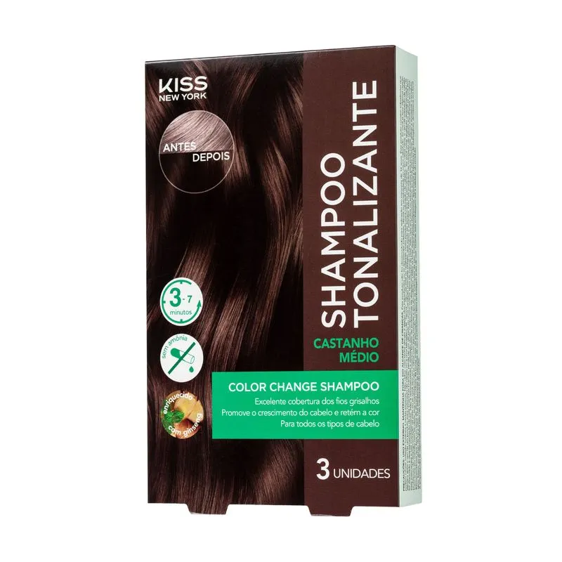 Shampoo Tonalizante Color Change Kiss New York Castanho Médio - Imagem 7