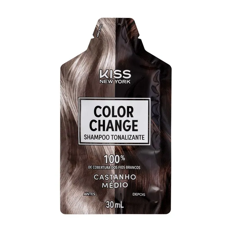 Shampoo Tonalizante Color Change Kiss New York Castanho Médio - Imagem 4