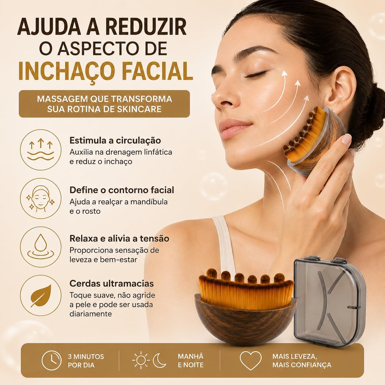 Escova Facial Para Drenagem Linfática e Lifting Facial - Imagem 2