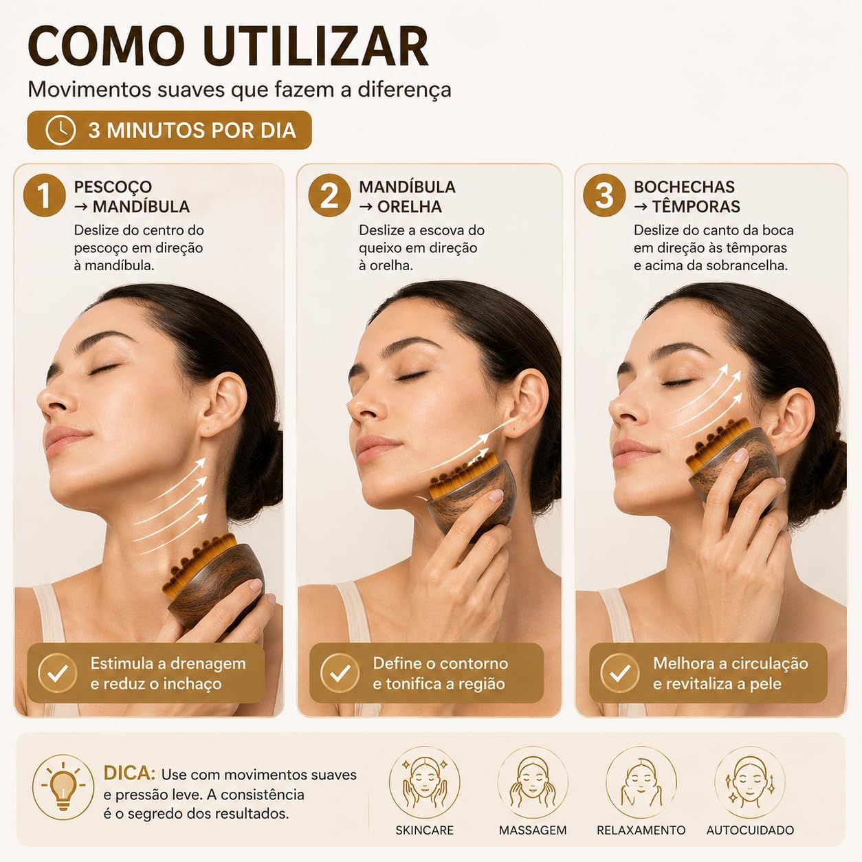 Escova Facial Para Drenagem Linfática e Lifting Facial - Imagem 3