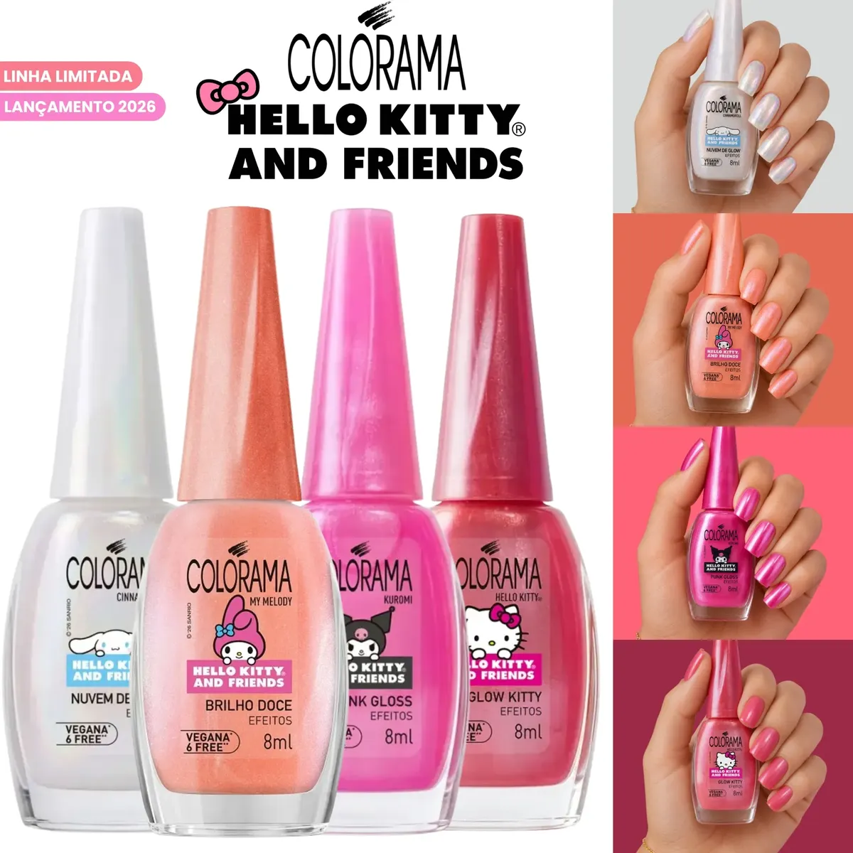 Kit Esmalte Colorama Coleção Efeitos Hello Kitty And Friends