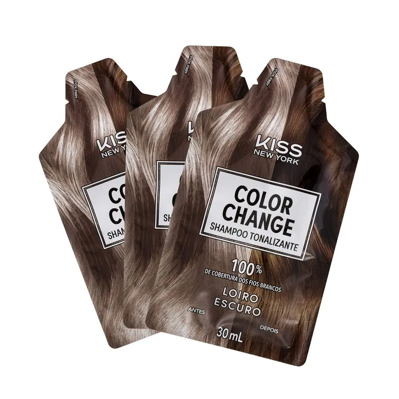Shampoo Tonalizante Color Change Kiss New York Loiro Escuro - Imagem 5