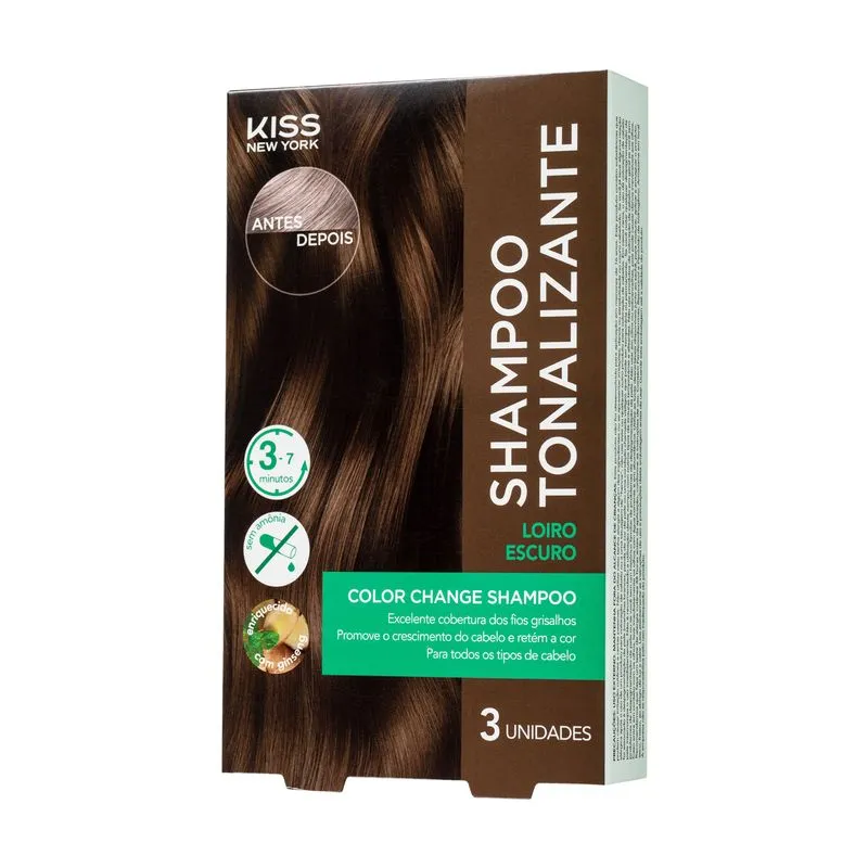 Shampoo Tonalizante Color Change Kiss New York Loiro Escuro - Imagem 8