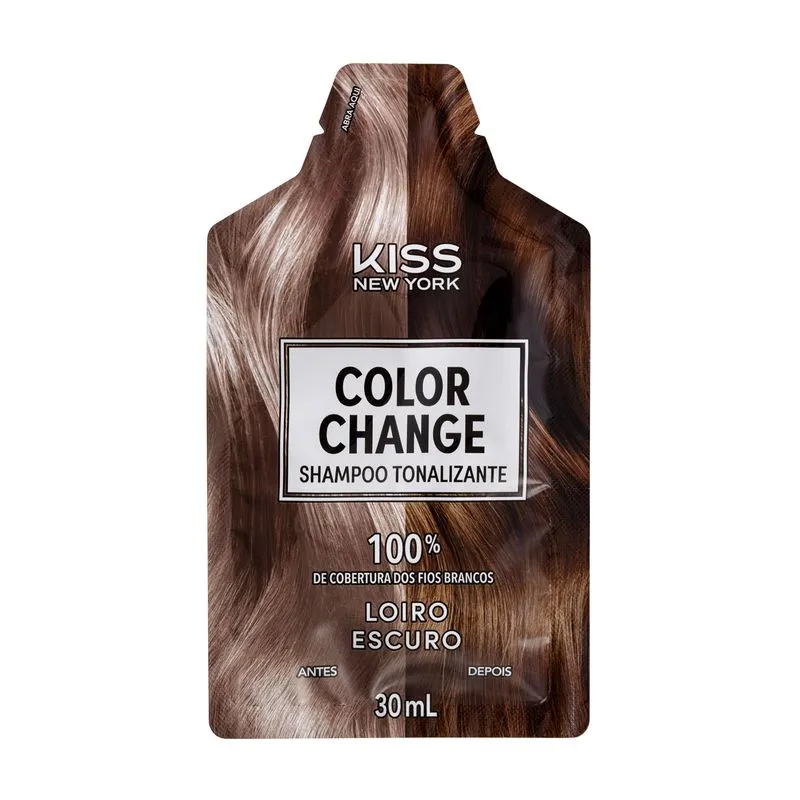 Shampoo Tonalizante Color Change Kiss New York Loiro Escuro - Imagem 4