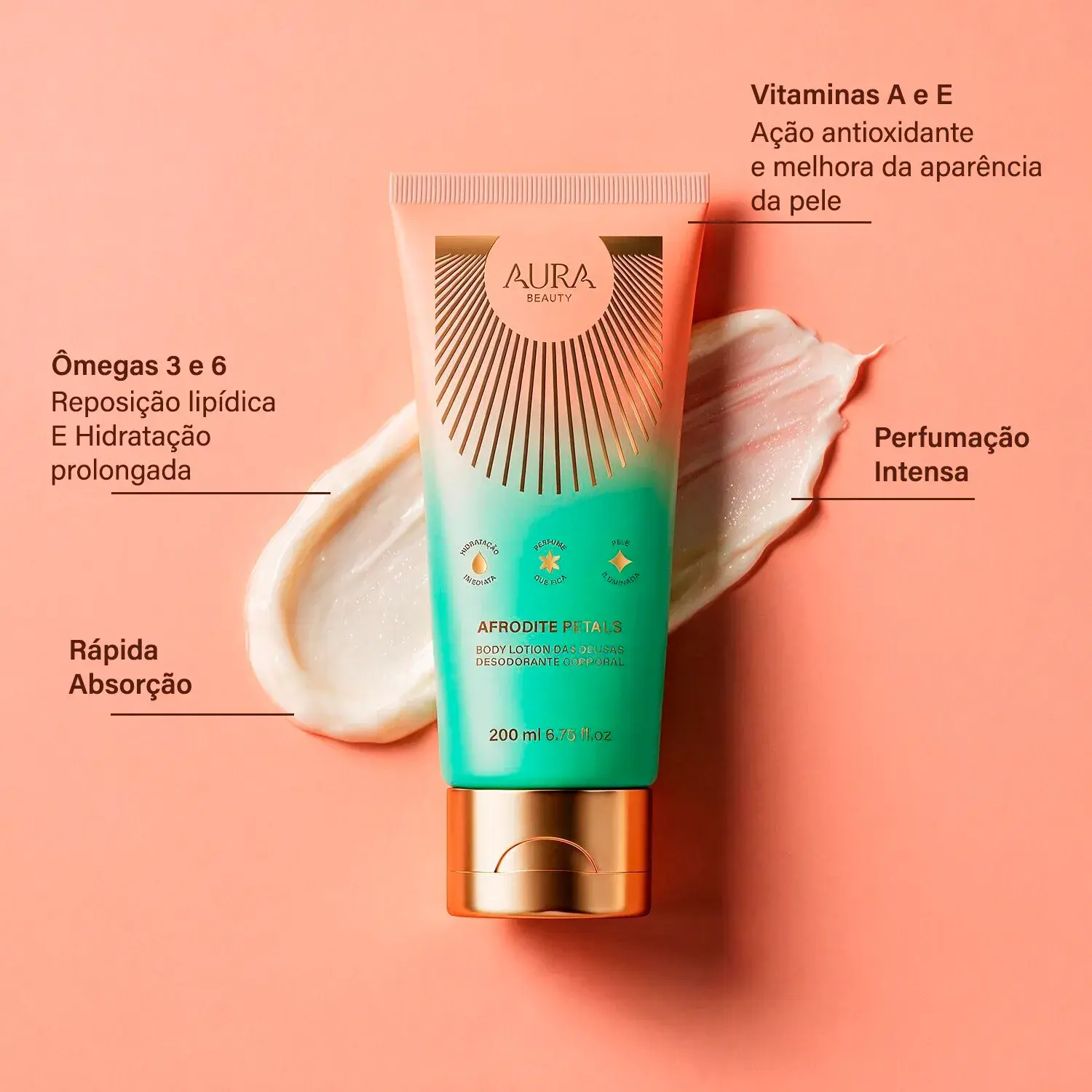 Body Lotion Afrodite Petals Aurora Shine 200ml - Imagem 2